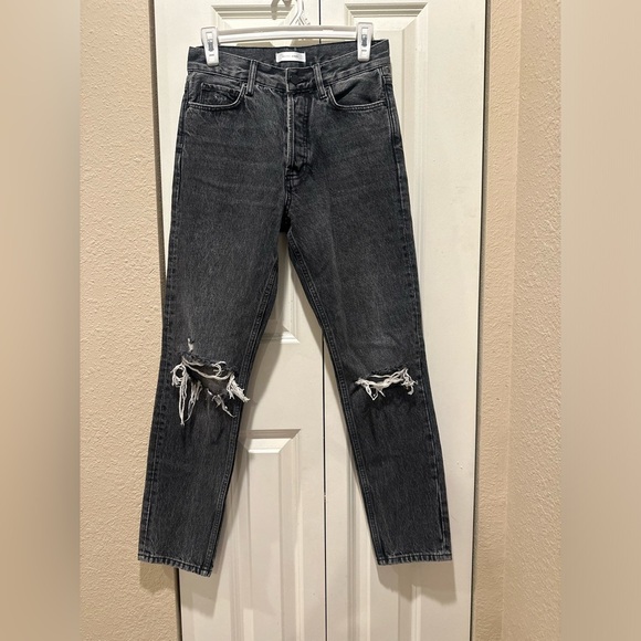 Anine Bing Brenda Jeans High Waist Distressed Slim Leg Straight , size 25 - Picture 6 of 12